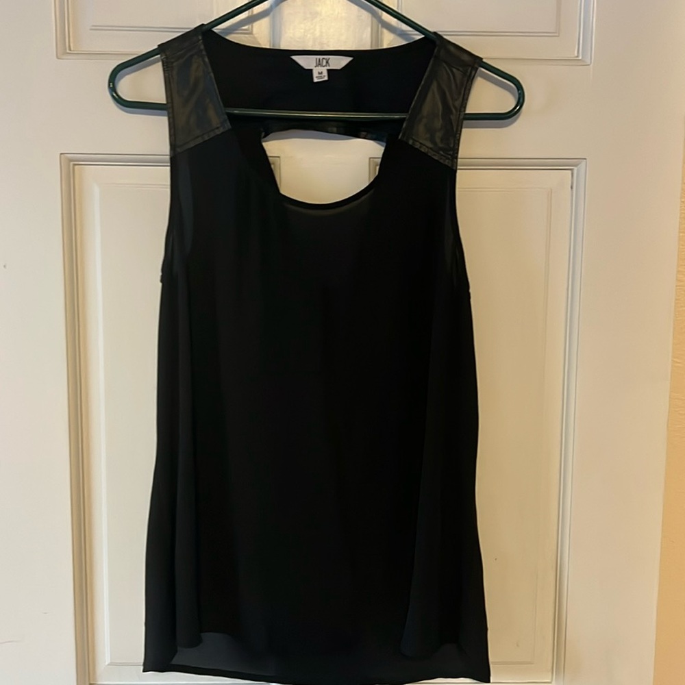Black tank with leather detai